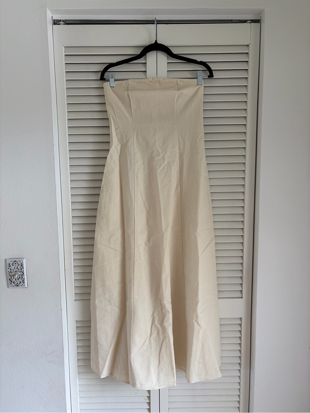 Strapless Cream A-Line Maxi Dress sz. OS